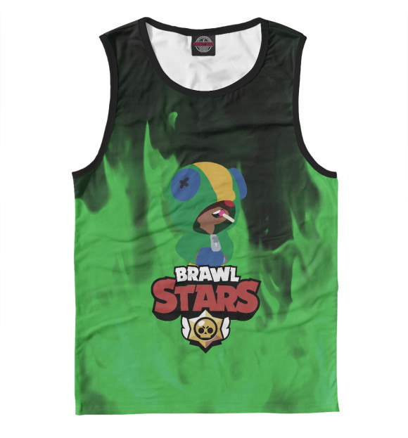 Мужская майка с изображением Brawl Stars:Leon цвета Белый