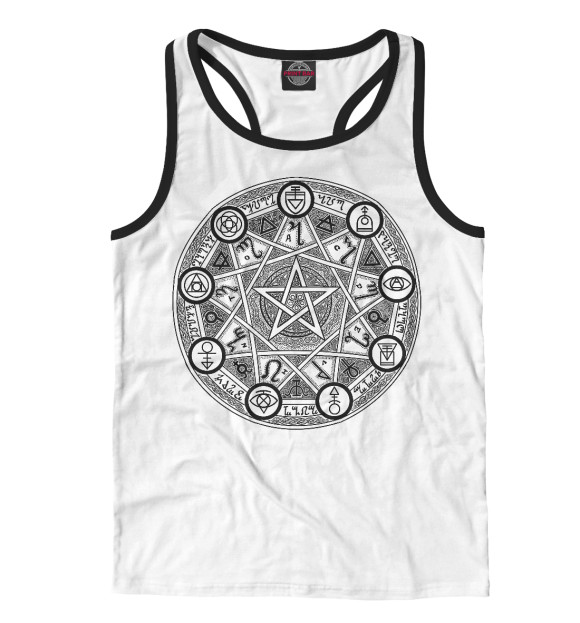 Мужская майка-борцовка с изображением Магический круг цвета Белый