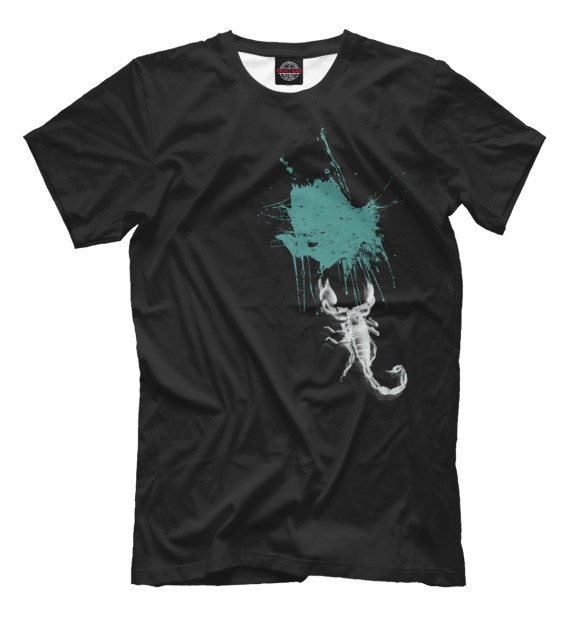 Мужская футболка с изображением Скорпион - инверсия цвета Черный