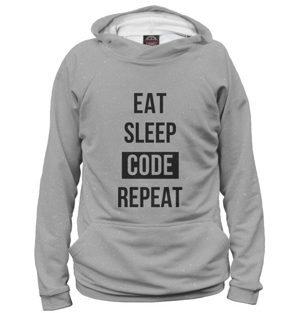Женское худи с изображением Eat Sleep Code Repeat цвета Белый