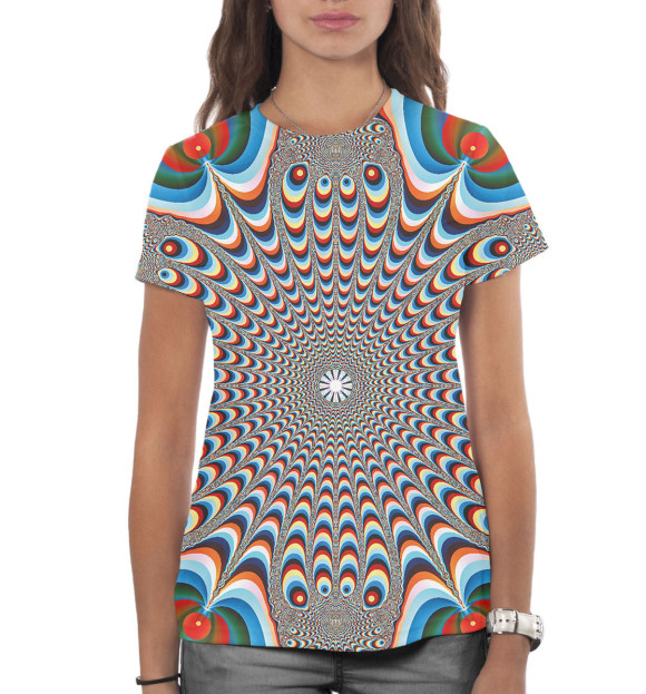 Женская футболка с изображением Оптическая иллюзия цвета Белый