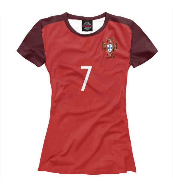 Женская футболка с изображением Криштиану Роналду Форма Сборной Португалии цвета Белый