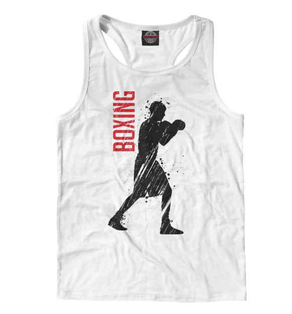 Мужская майка-борцовка с изображением Boxing цвета Белый