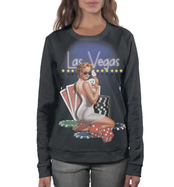 Женский свитшот с изображением Покер цвета Белый