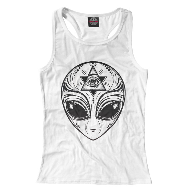 Женская майка-борцовка с изображением НЛО цвета Белый