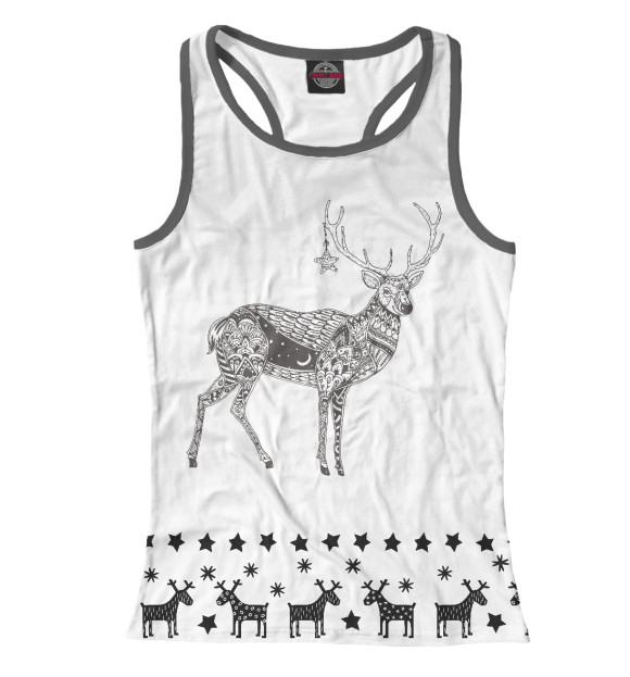Женская майка-борцовка с изображением Олень арт цвета Белый