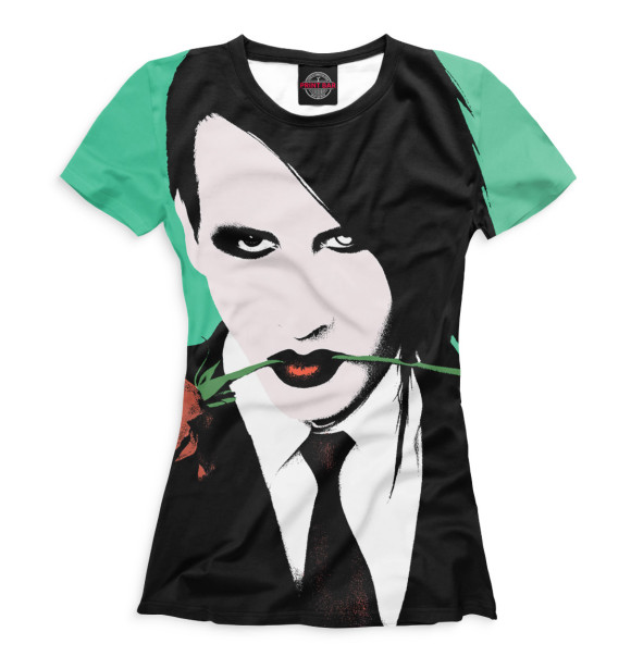 Женская футболка с изображением Marilyn Manson цвета Белый