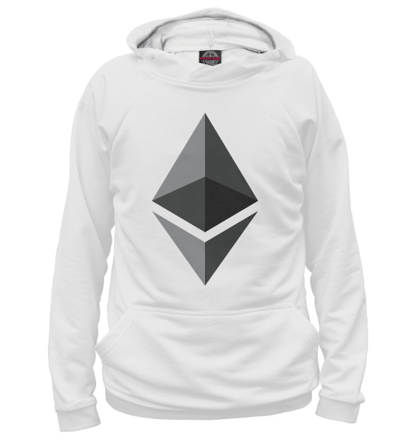 Мужское худи с изображением Ethereum цвета Белый