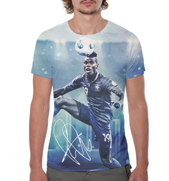 Мужская футболка с изображением Поль Погба цвета Белый