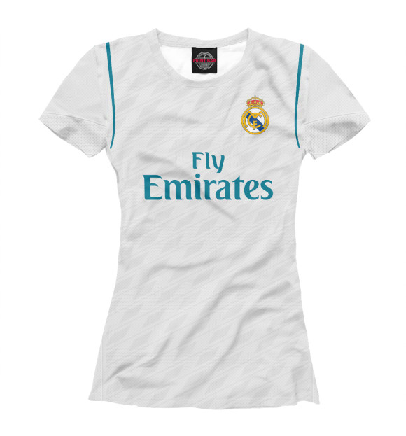 Футболка для девочек с изображением Форма Реал Мадрид  Домашняя 17/18 цвета Белый