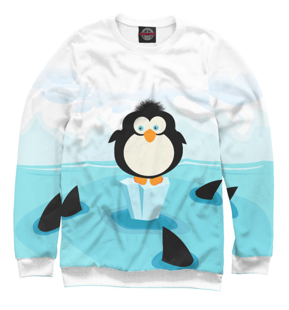 Мужской свитшот с изображением Пингвинчик цвета Белый