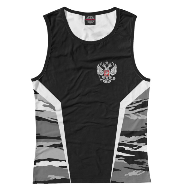 Майка для девочки с изображением Камуфляж с гербом цвета Белый