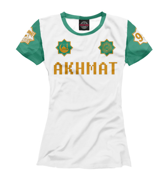 Женская футболка с изображением Akhmat Fight Club цвета Белый