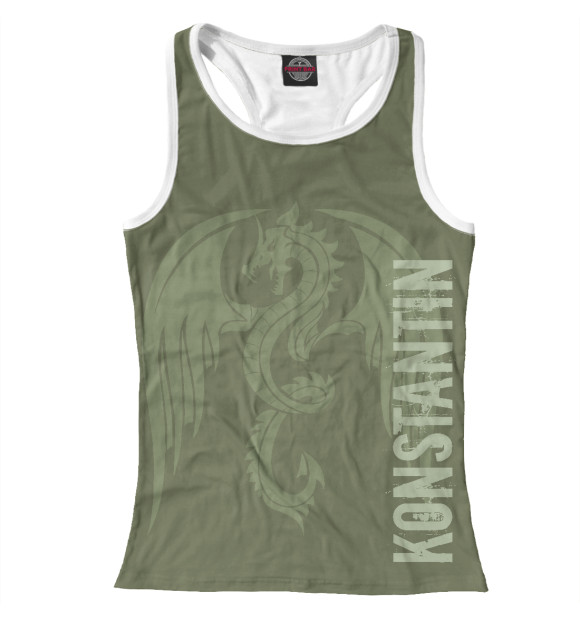 Женская майка-борцовка с изображением Константин и дракон цвета Белый