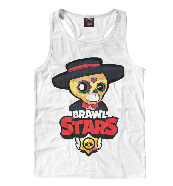 Мужская майка-борцовка с притом Поко Brawl Stars цвета Белый Мужская майка-борцовка с изображением Поко Brawl Stars цвета Белый
