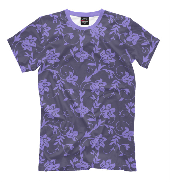 Мужская футболка с изображением Floral (Purple) цвета Серый