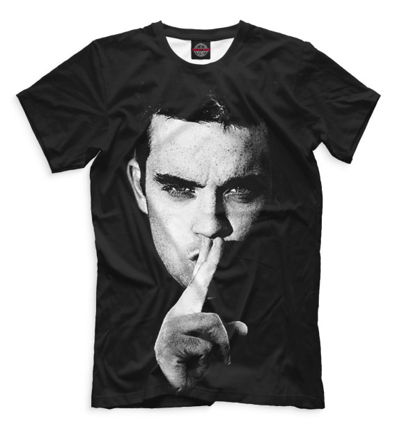 Мужская футболка с изображением Robbie Williams цвета Черный