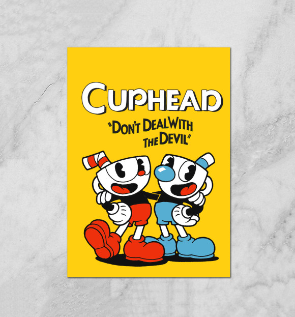 Плакат с изображением Cuphead цвета Белый