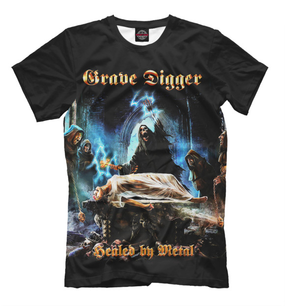 Мужская футболка с изображением Grave Digger цвета Черный