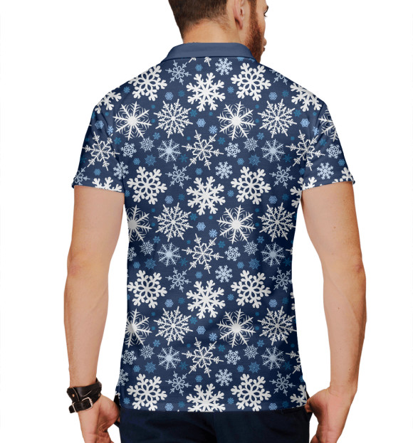 Мужское поло с изображением Снежинки цвета Белый