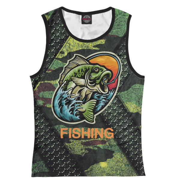 Женская майка с притом Fishing цвета Белый Женская майка с изображением Fishing цвета Белый