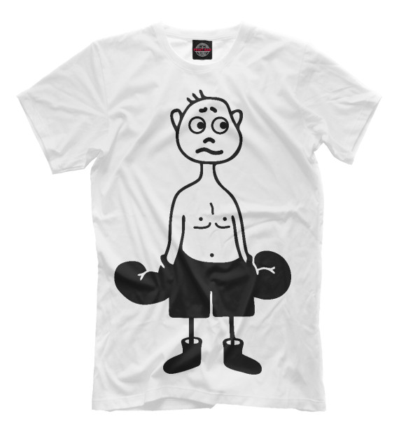 Мужская футболка с изображением Боксер цвета Молочно-белый