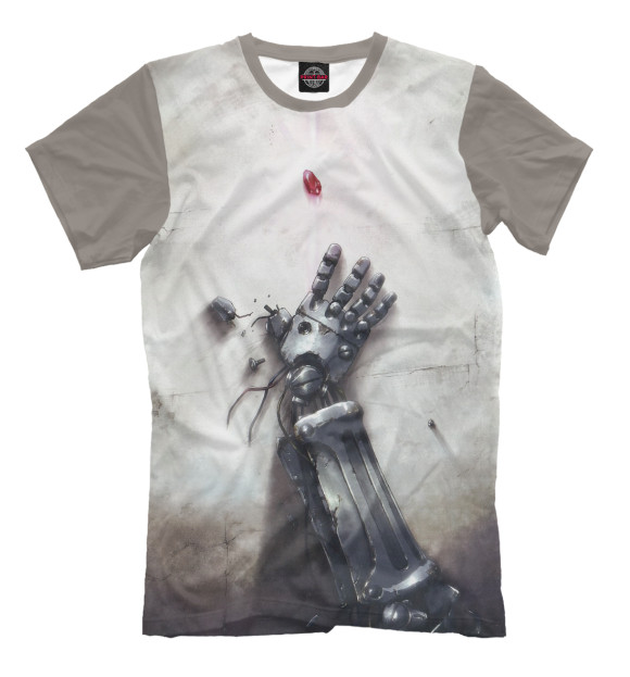 Мужская футболка с изображением Стальной алхимик цвета Молочно-белый