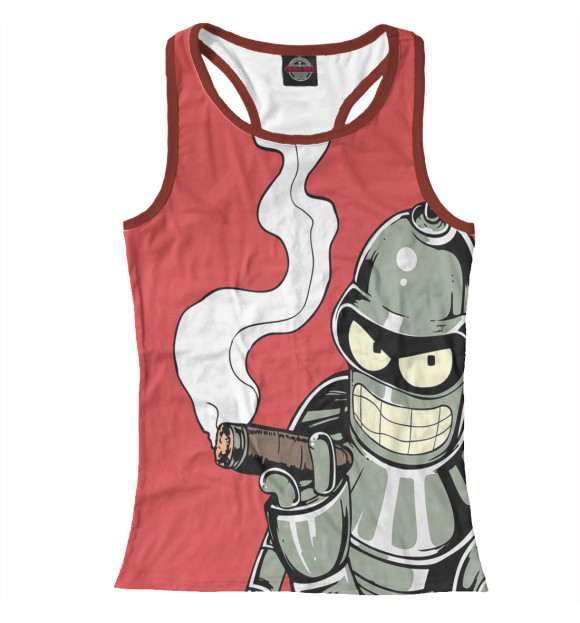 Женская майка-борцовка с изображением Бендер цвета Белый