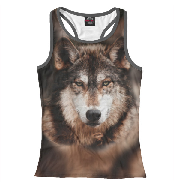 Женская майка-борцовка с изображением Волк цвета Белый