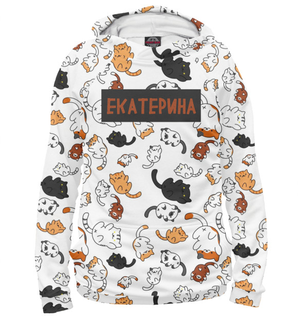 Мужское худи с изображением Екатерина цвета Белый