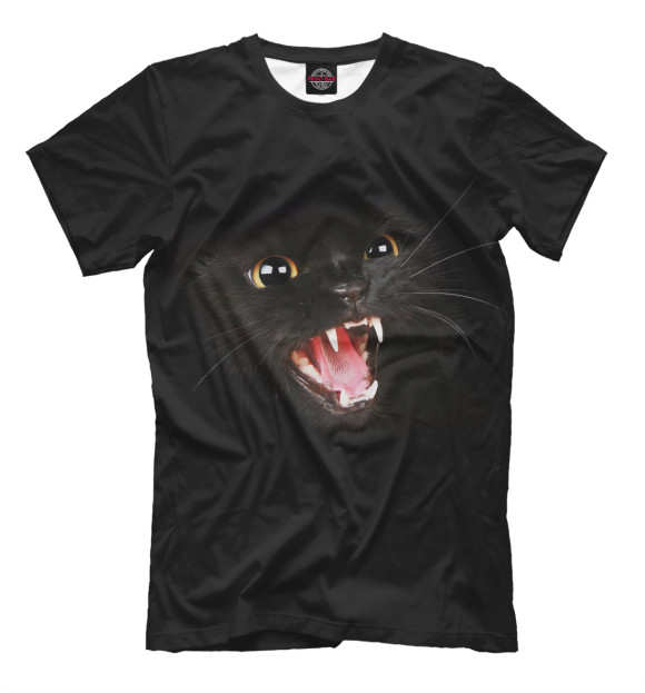 Мужская футболка с изображением Black Cat цвета Черный