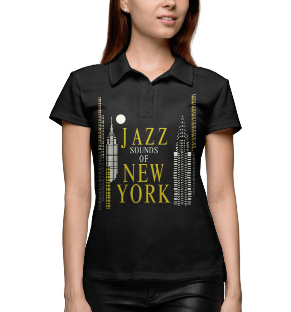 Женское поло с изображением Jazz New-York цвета Белый