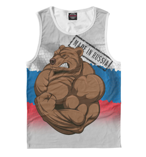 Мужская майка с изображением Медведь цвета Белый