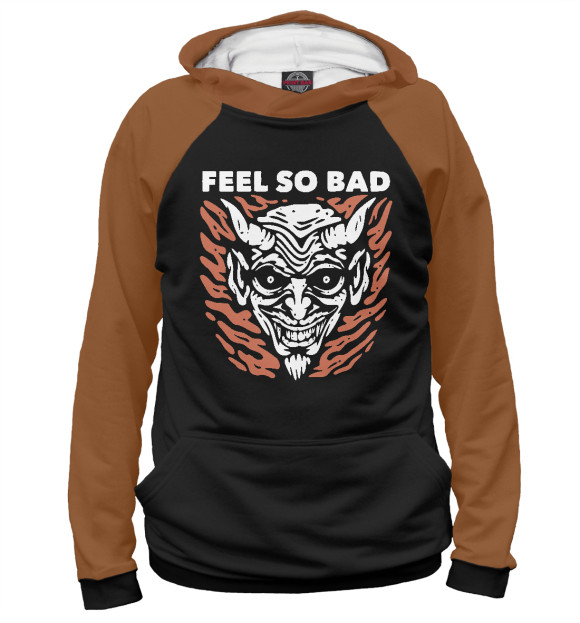 Мужское худи с изображением Чувствую себя плохим цвета Белый