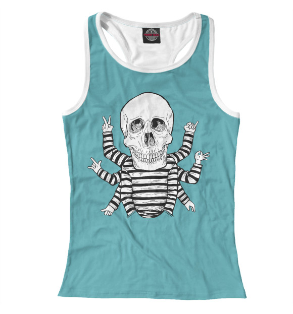 Женская майка-борцовка с изображением Скелет цвета Белый
