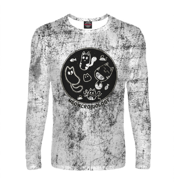 Мужской лонгслив с изображением Meowcrobiology Microbiology цвета Белый