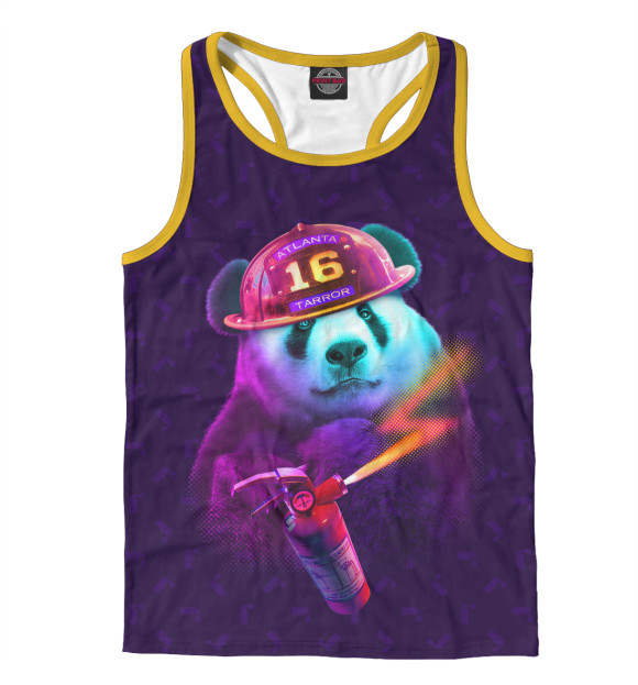 Мужская майка-борцовка с изображением Panda Fireman цвета Белый