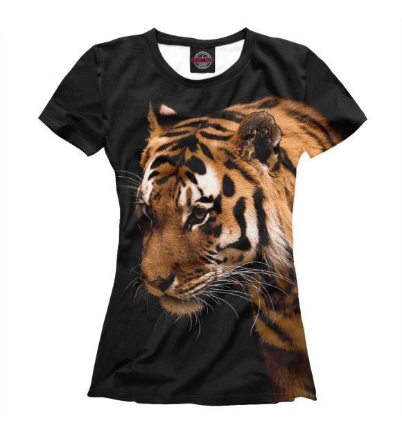 Женская футболка с изображением Тигр реализм цвета Белый