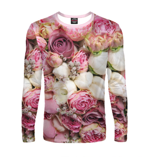 Мужской лонгслив с изображением Букет цвета Белый