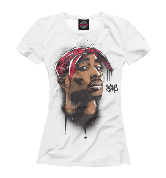 Футболка для девочек с изображением 2Pac цвета Белый