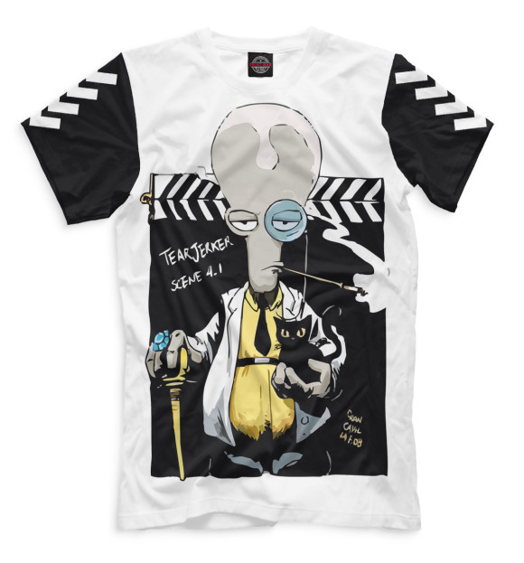 Футболка для мальчиков с изображением Роджер цвета Молочно-белый