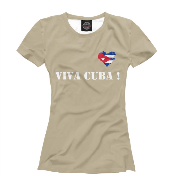 Футболка для девочек с изображением Viva Cuba! цвета Белый