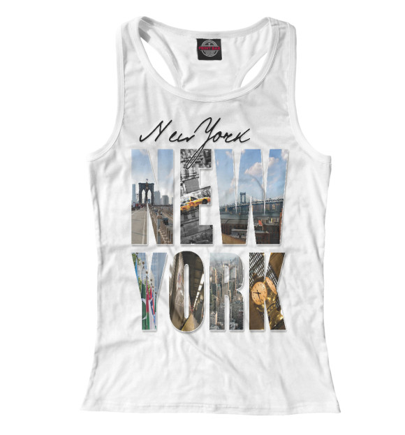 Женская майка-борцовка с изображением Нью-йорк цвета Белый