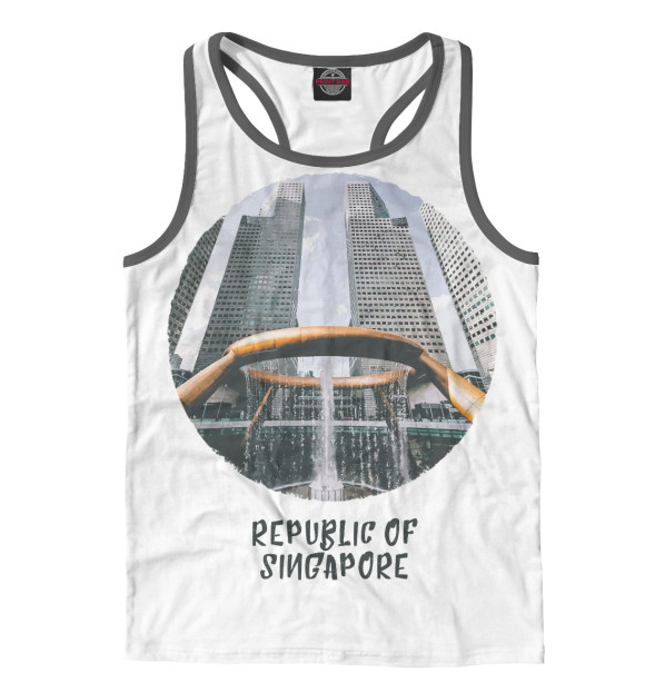Мужская майка-борцовка с изображением Республика Сингапур цвета Белый