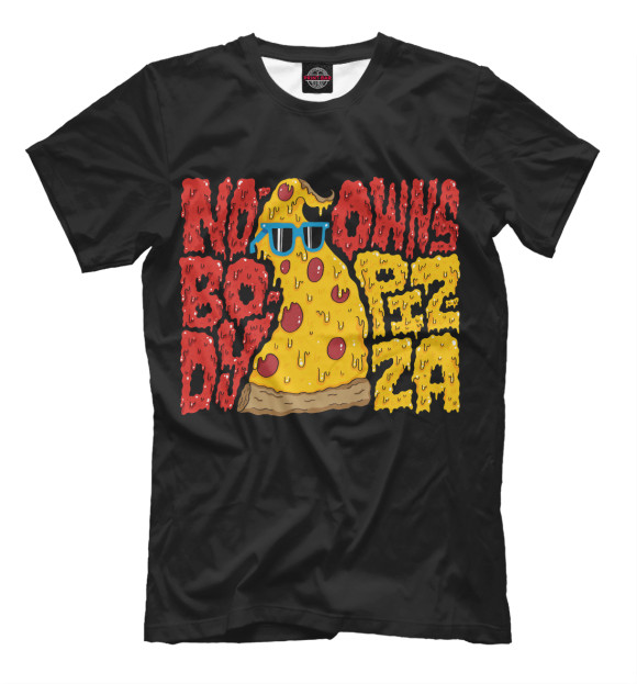 Мужская футболка с изображением Pizza цвета Черный