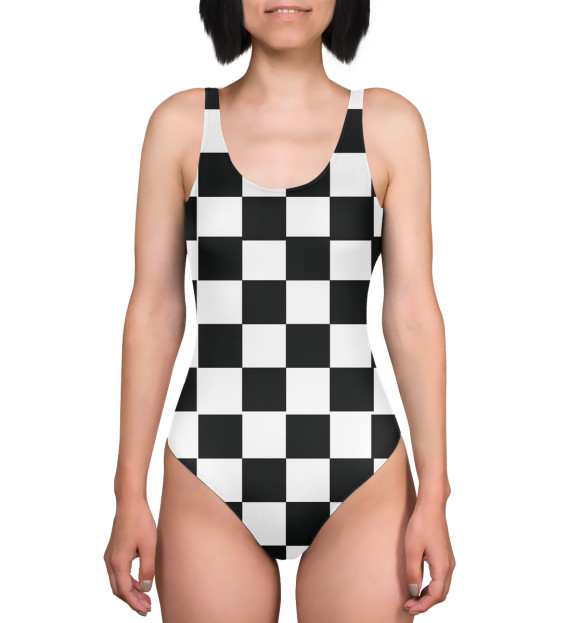 Купальник-боди с изображением Доска шахматная цвета Белый