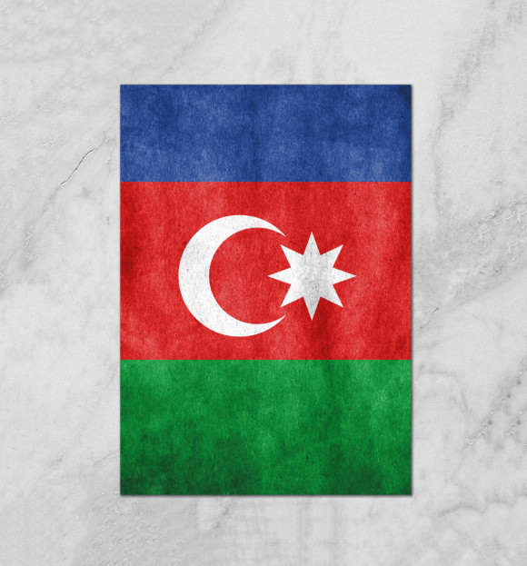 Плакат с изображением Флаг Азербайджана цвета Белый