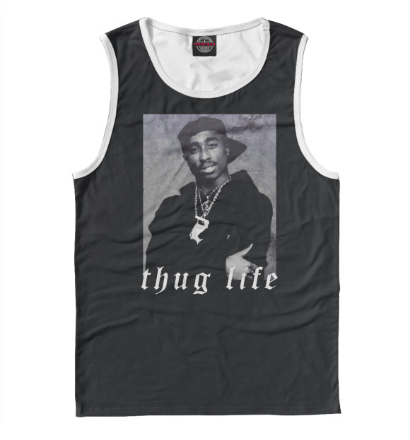 Майка для мальчика с притом 2Pac Thug Life цвета Белый Майка для мальчика с изображением 2Pac Thug Life цвета Белый