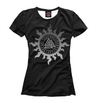 Женская футболка Валькнут в символике солнца