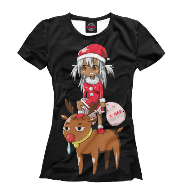 Женская футболка с изображением X-mas цвета Белый
